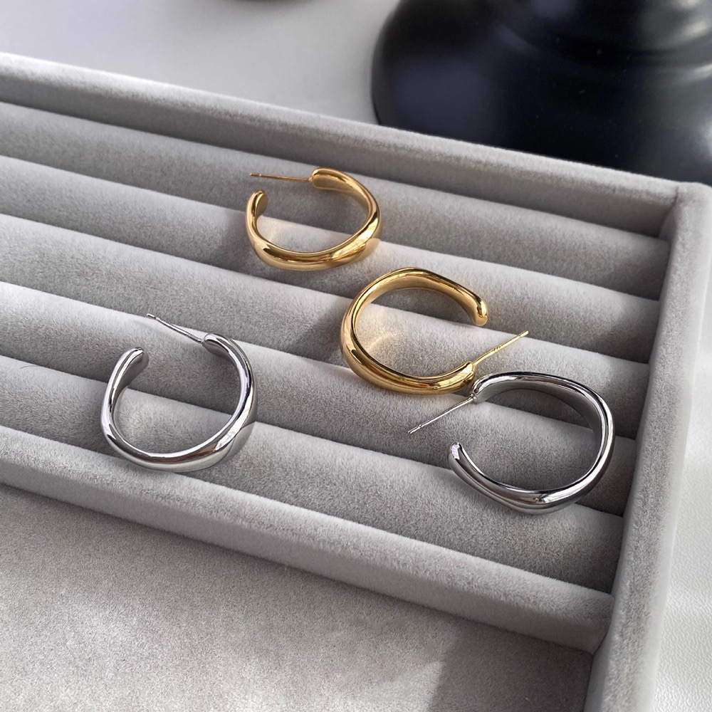 Gold and Silver Hoop Earrings Display
