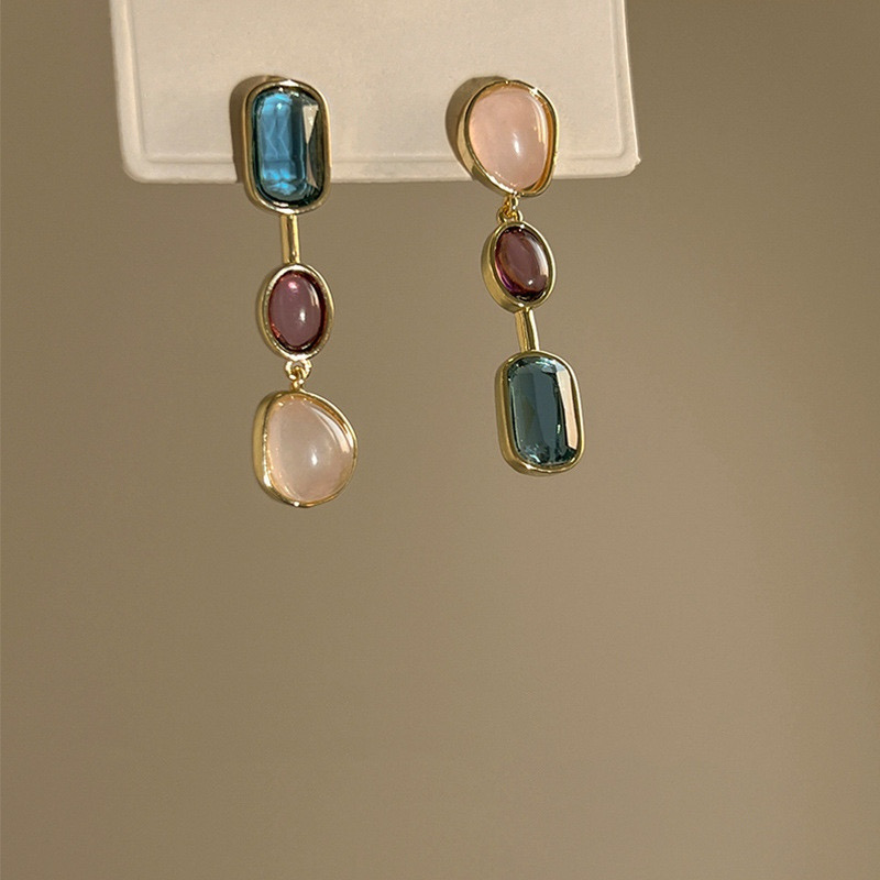 Multicolor Resin Asymmetric Drop Earrings Display