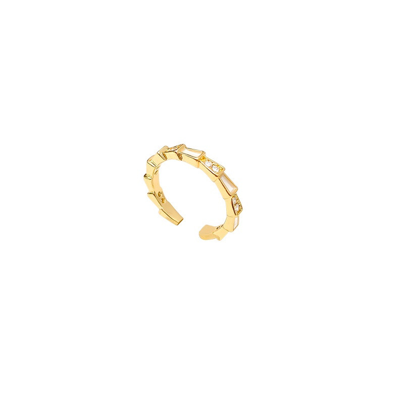 Gold Geometric Zircon Open Ring Product View