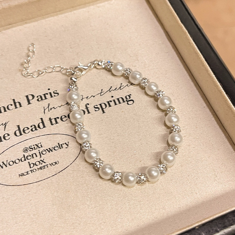 Elegant Pearl and Sparkle Bracelet Displayed in Jewelry Box