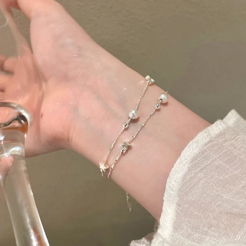 Silver Double Layer Star Bracelet Lifestyle View