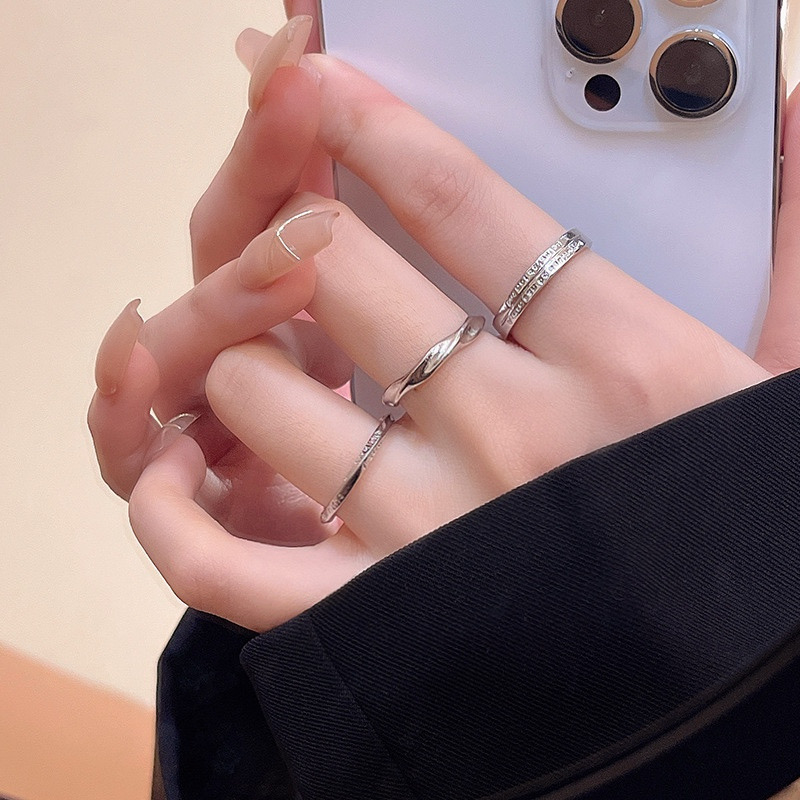 Minimalist Silver Open Rings Worn on Hand
