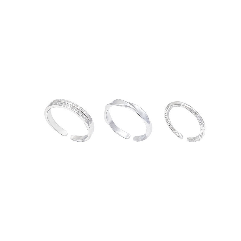 Three Silver Adjustable Open Ring Designs