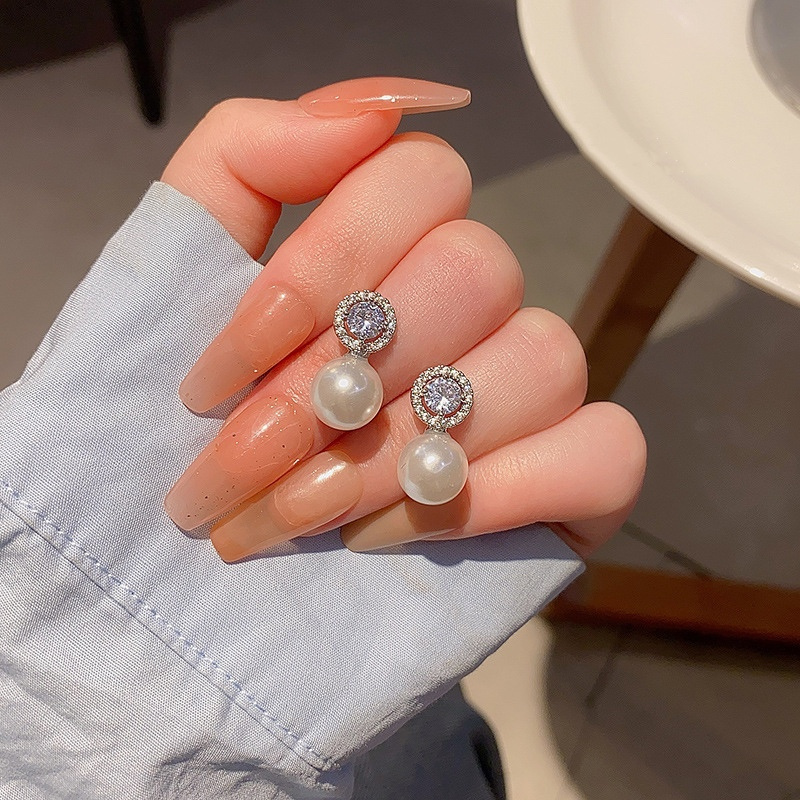 Zircon Pearl Drop Earrings Product Detail