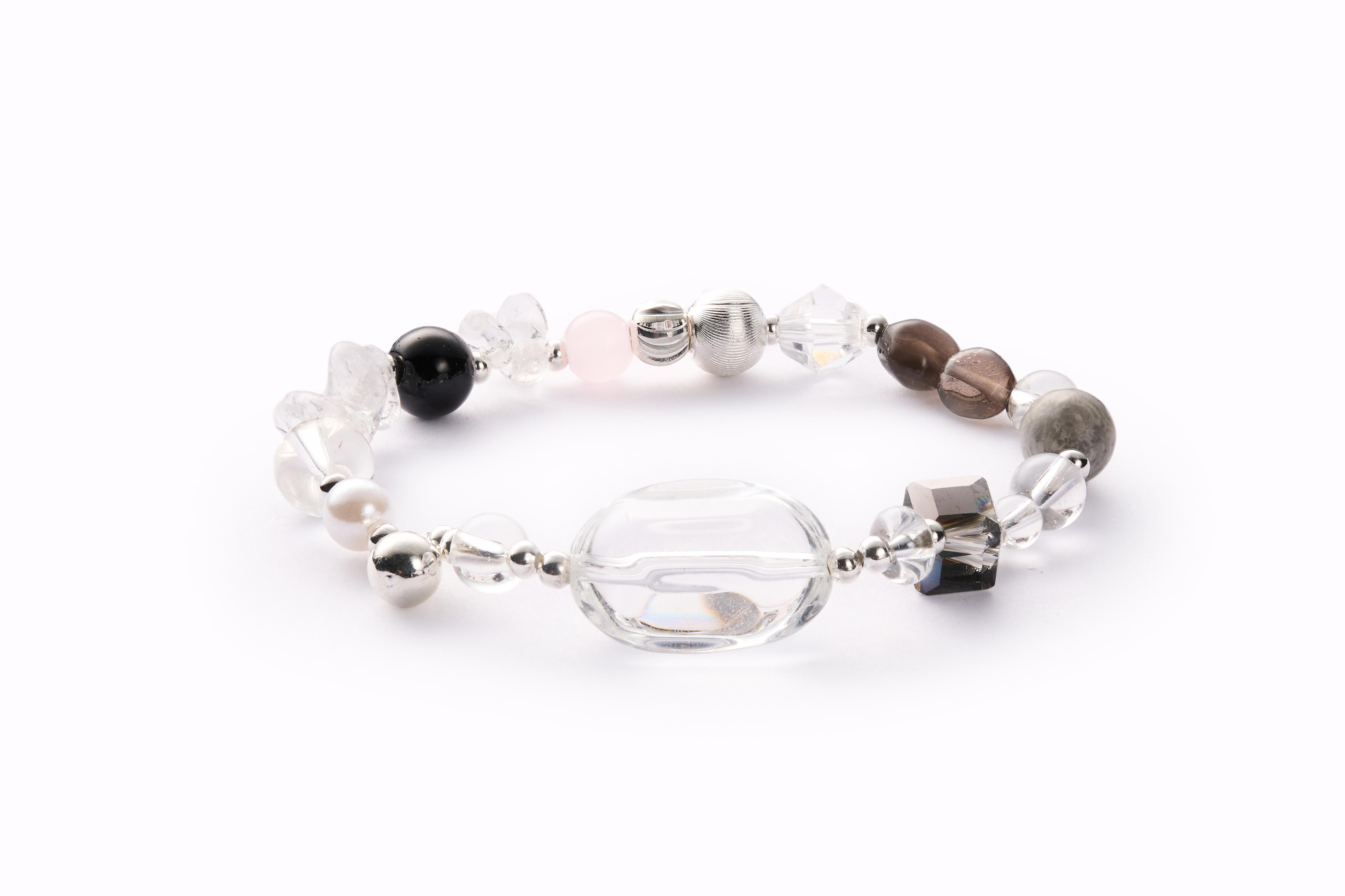 Flat lay – full set of natural crystals emphasizing harmony and balance.