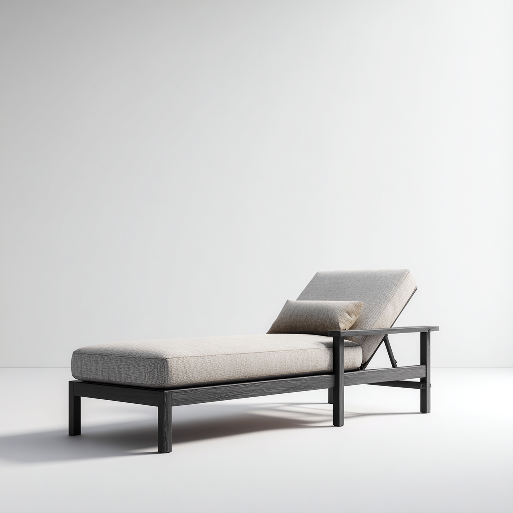 Chaise longue en aluminium et tissu 195x65x85 cm - noir-beige - design moderne-Dwellingena