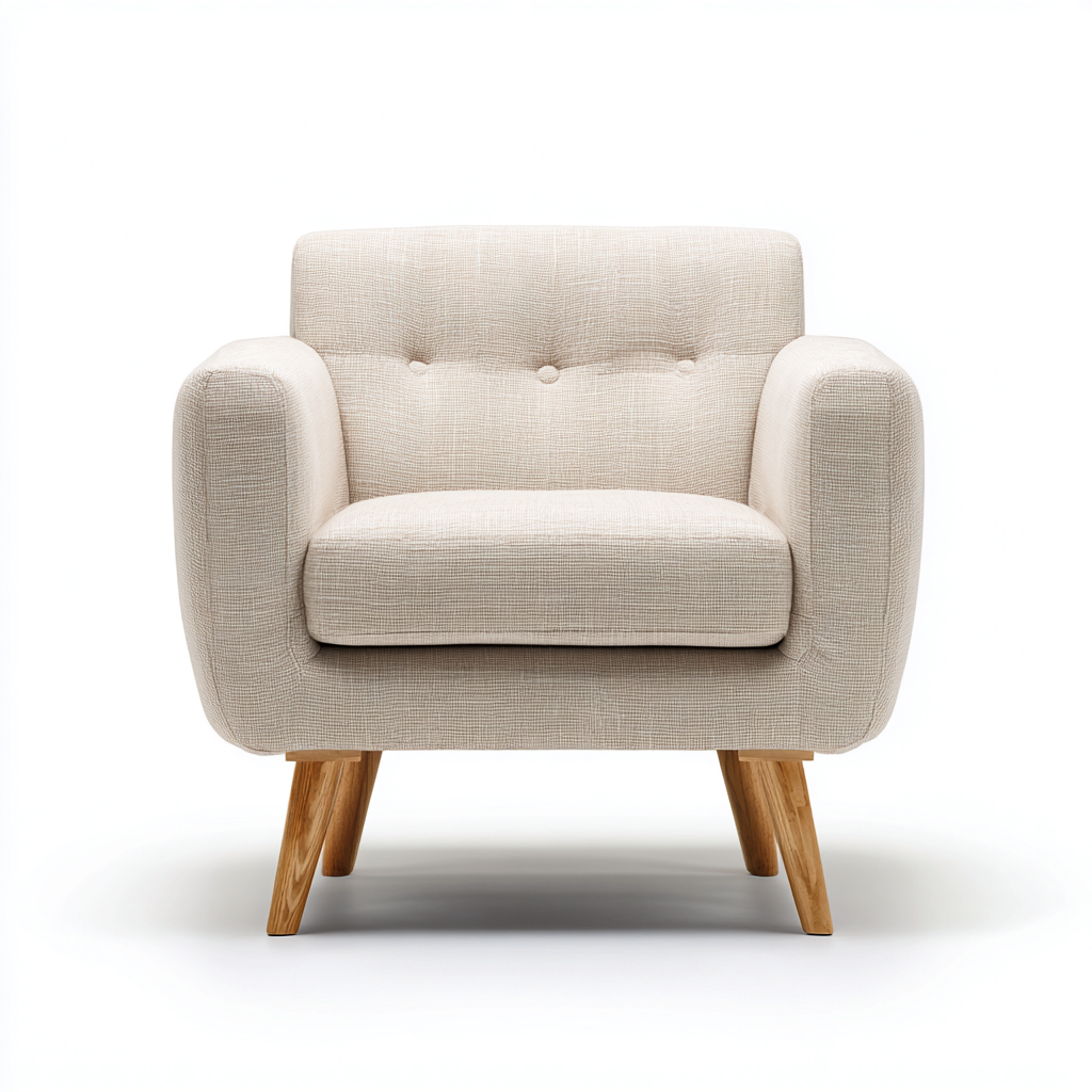 Fauteuil en tissu beige 70x80x85 cm - design moderne - pieds en bois naturel - confortable et élégant-Dwellingena