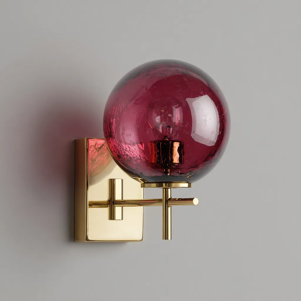 Applique murale - métal et verre - 18x20x25 cm - doré-rouge - style moderne artistique-Dwellingena