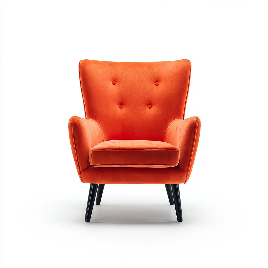Fauteuil - velours et bois - 85x85x100 cm - orange vif - style moderne-Dwellingena