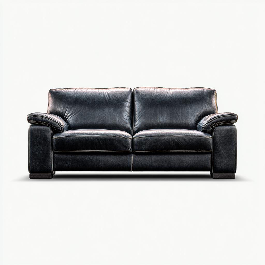 Canapé 2 places 160x90x85 cm - cuir véritable - noir - style contemporain-Dwellingena