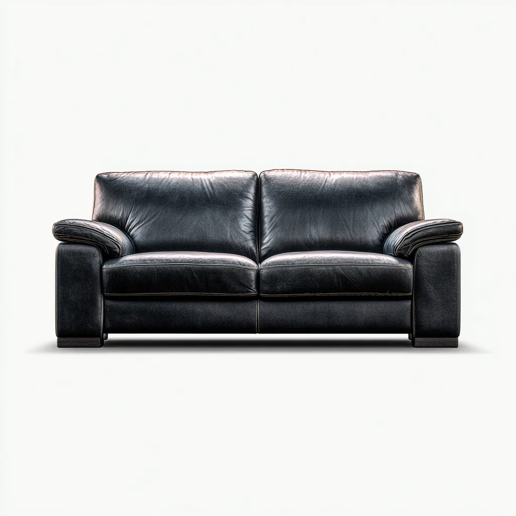 Canapé 2 places 160x90x85 cm - cuir véritable - noir - style contemporain-Dwellingena