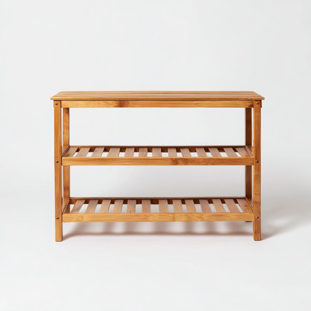 Meuble à chaussures-bambou naturel à 3 niveaux-80x30x70 cm - bois clair - style écologique pour entrée-Dwellingena