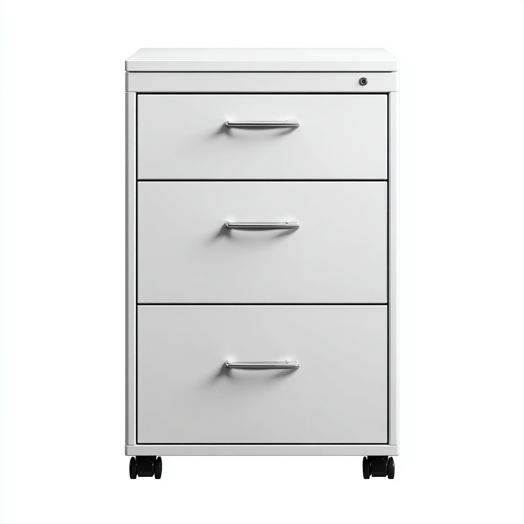 Armoire de bureau métal 40x50x60 cm - blanc - avec roulettes-Dwellingena