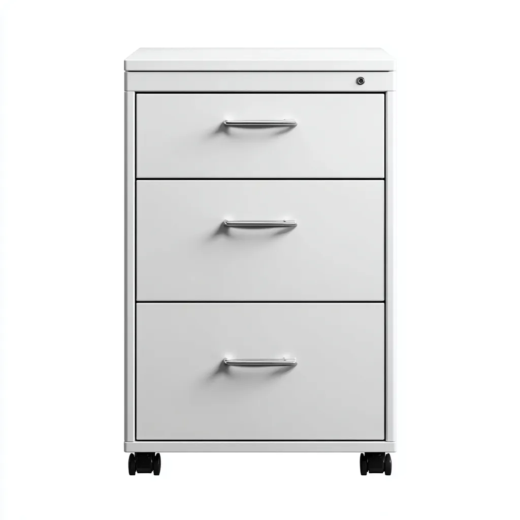 Armoire de bureau métal 40x50x60 cm - blanc - avec roulettes-Dwellingena