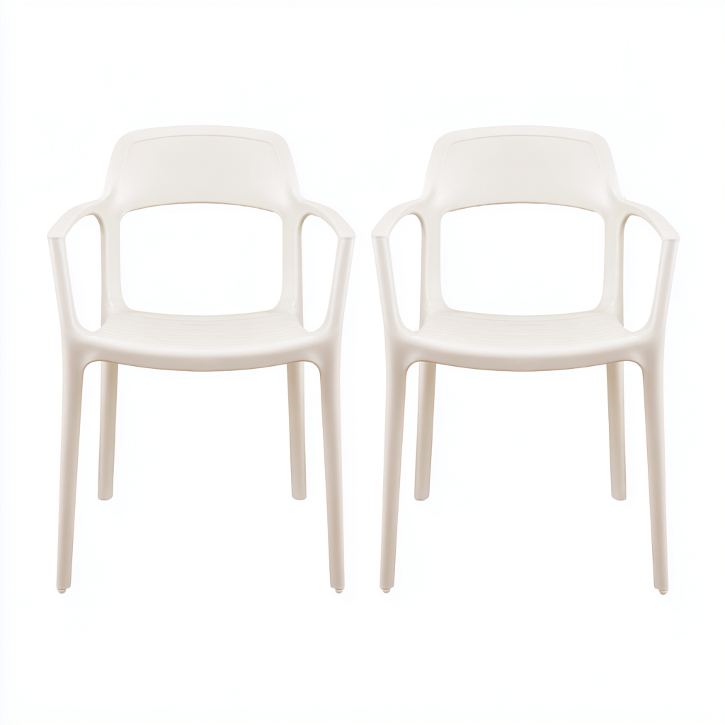Chaise de jardin-en plastique renforcé-accoudoirs intégrés-55x58x85 cm - blanc - style moderne pour extérieur-Dwellingena