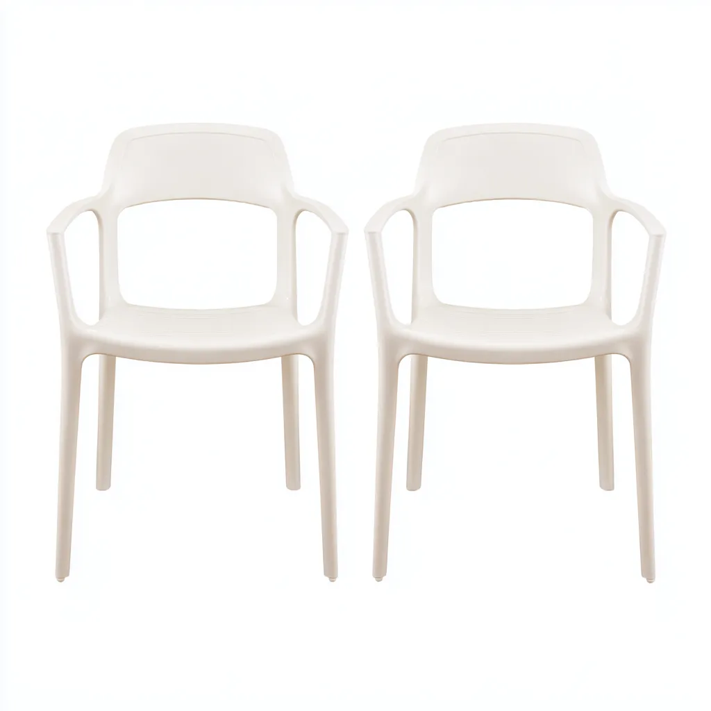 Chaise de jardin-en plastique renforcé-accoudoirs intégrés-55x58x85 cm - blanc - style moderne pour extérieur-Dwellingena
