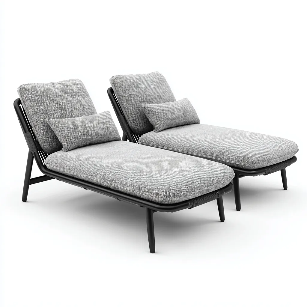 Chaise longue de jardin en métal et tissu 180x65x80 cm - gris foncé-noir - design contemporain-Dwellingena