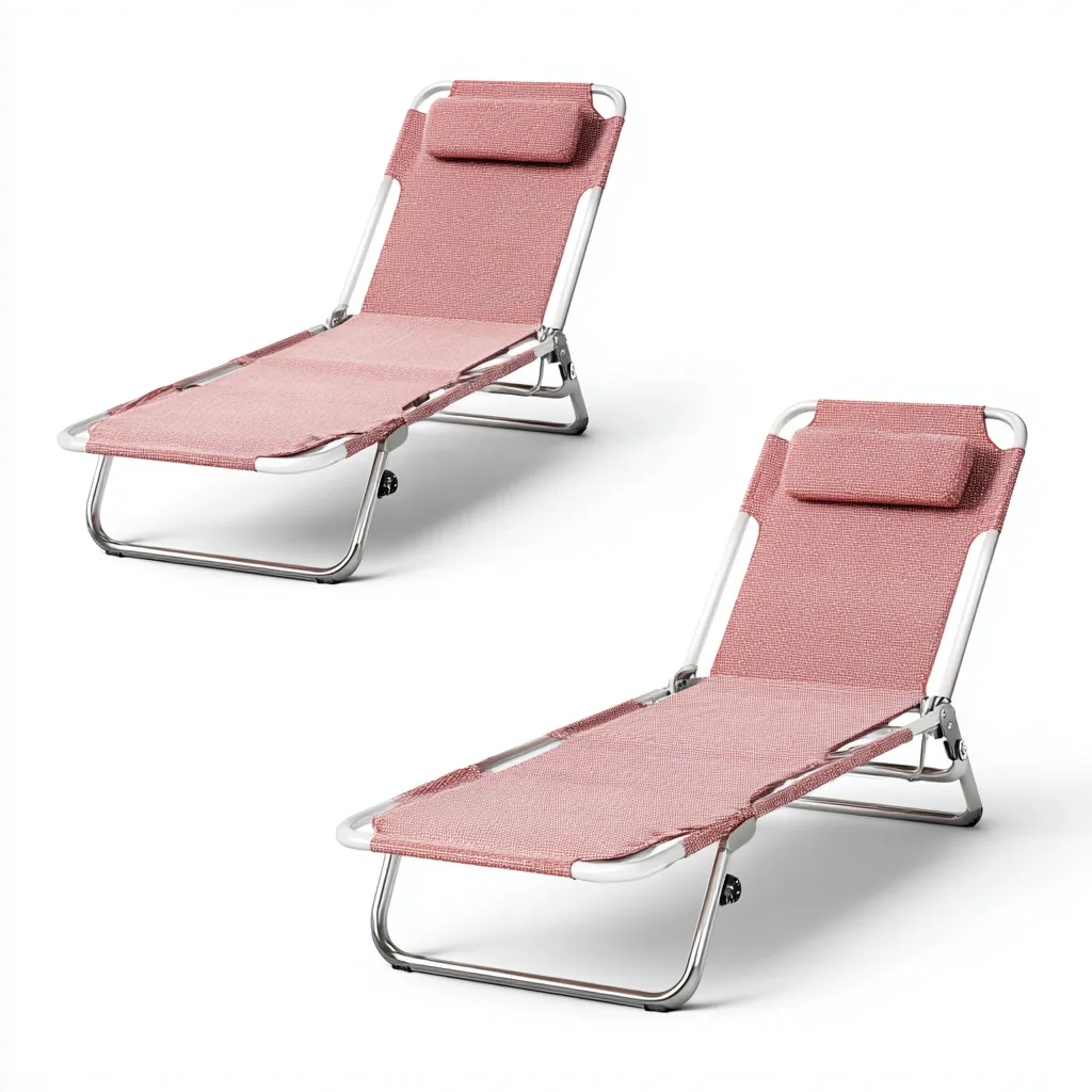 Chaise longue-pliable en aluminium avec toile rose-structure légère et dossier ajustable-190x60x80 cm - rose-gris argenté - design moderne pour extérieur-Dwellingena