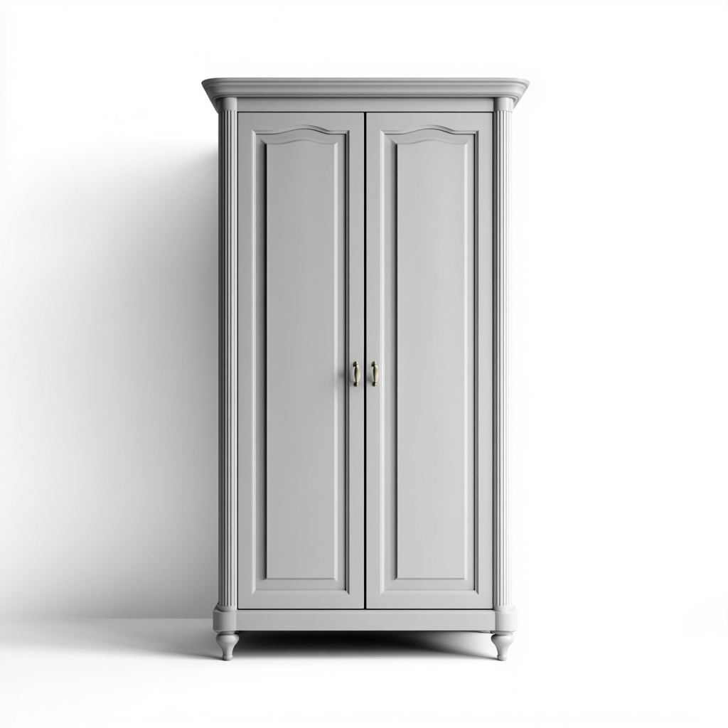 Armoire en bois 2 portes 100x60x180 cm - gris clair - design classique-Dwellingena