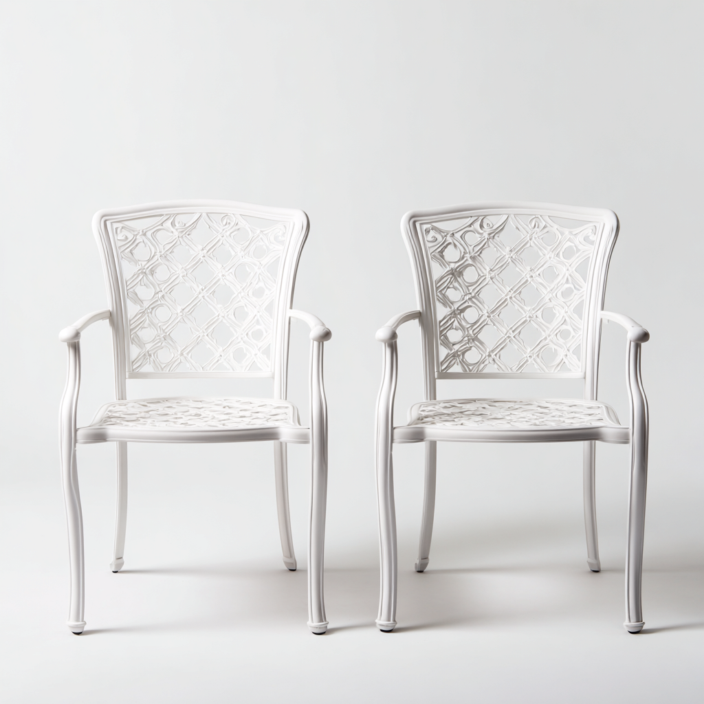 Chaise de jardin en aluminium 60x62x90 cm - blanc - style classique-Dwellingena