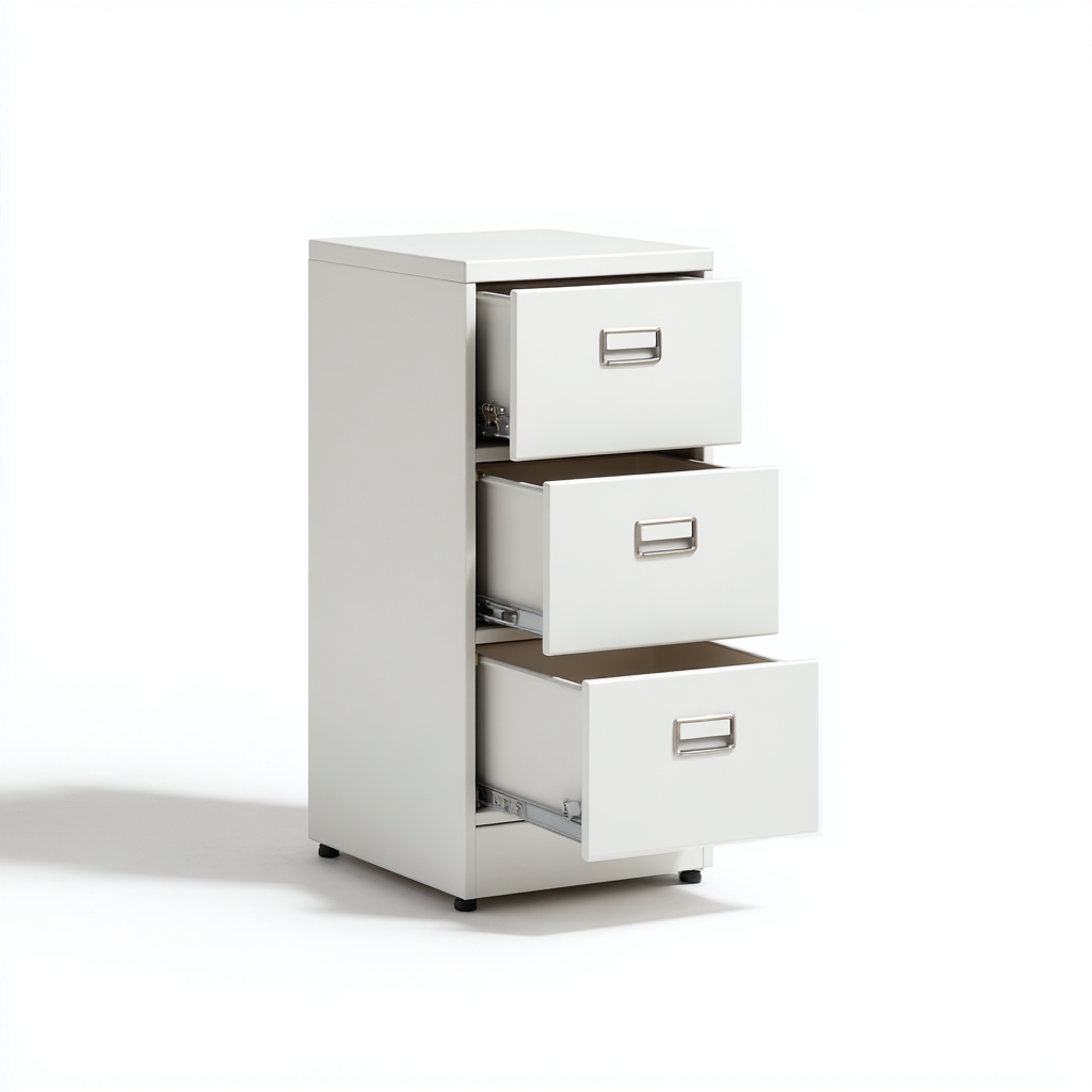 Armoire de bureau métal 41x49x70 cm - blanc - 3 tiroirs-Dwellingena