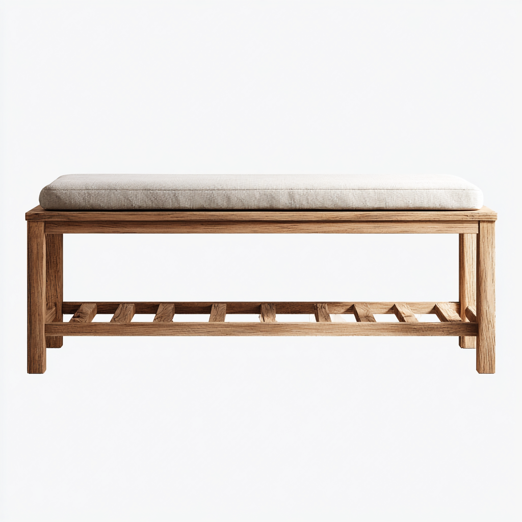 Banc de jardin en bois avec coussin 110x40x50 cm - chêne clair-beige - style scandinave-Dwellingena
