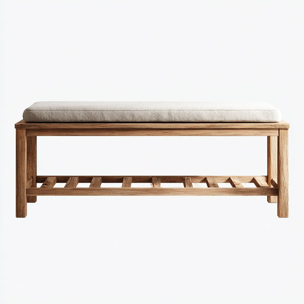 Banc de jardin en bois avec coussin 110x40x50 cm - chêne clair-beige - style scandinave-Dwellingena