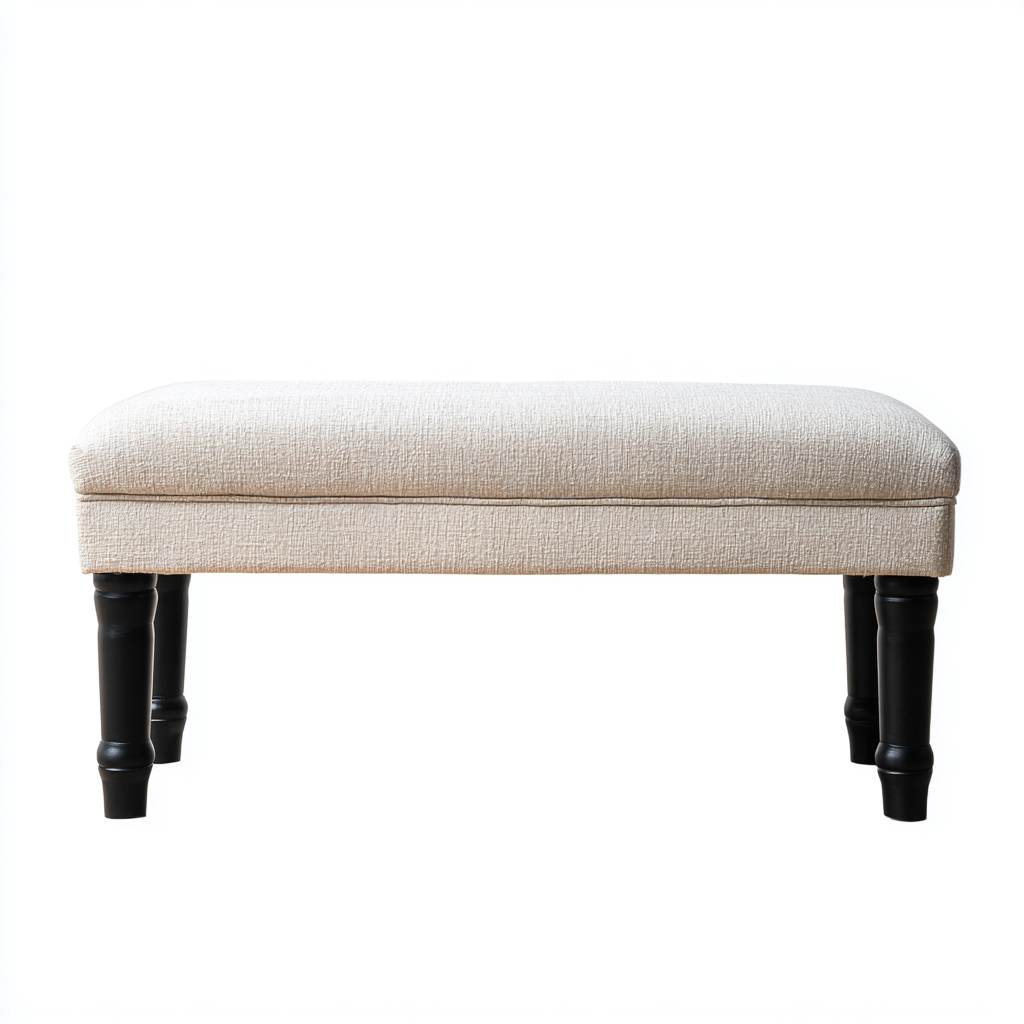 Banc de lit - bois et tissu 100x40x48 cm - beige - style classique pour chambre-Dwellingena