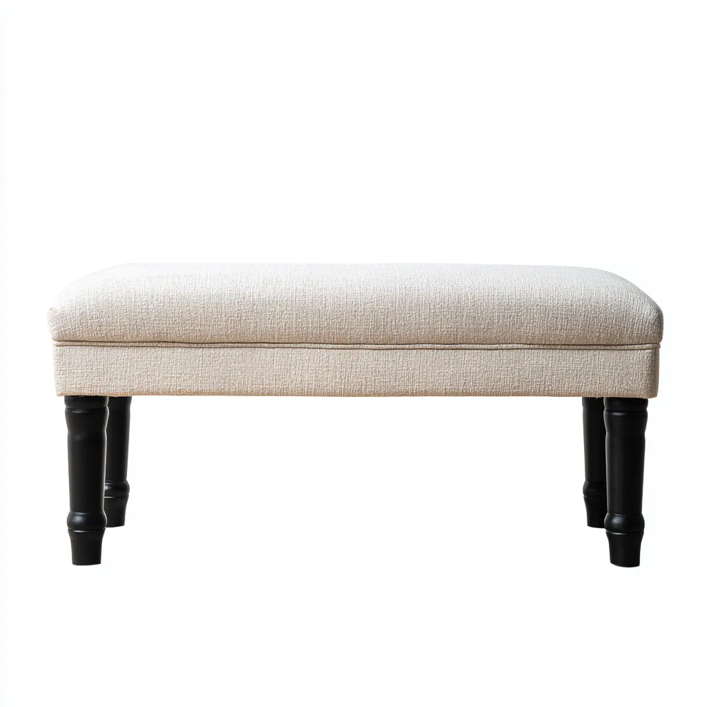 Banc de lit - bois et tissu 100x40x48 cm - beige - style classique pour chambre-Dwellingena