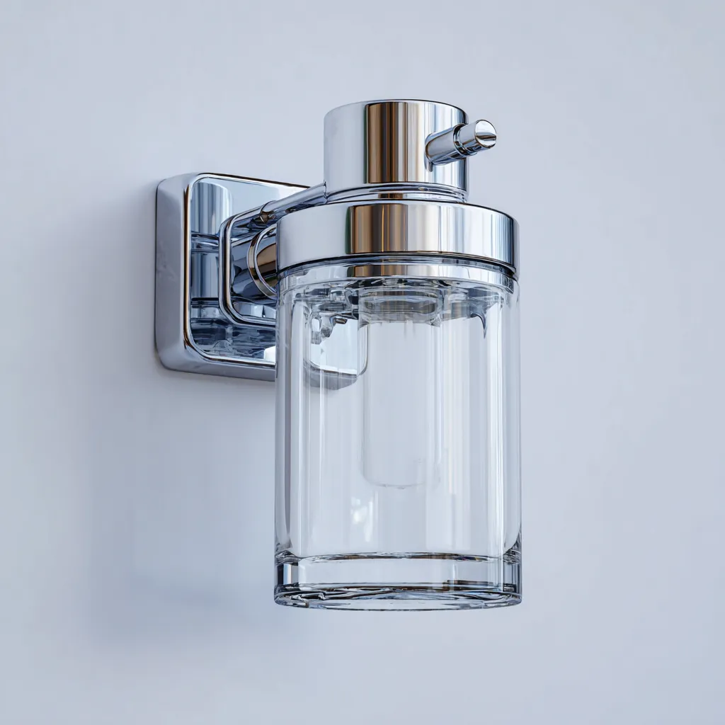 Applique murale métal et verre 12x10x18 cm - argent - design moderne-Dwellingena