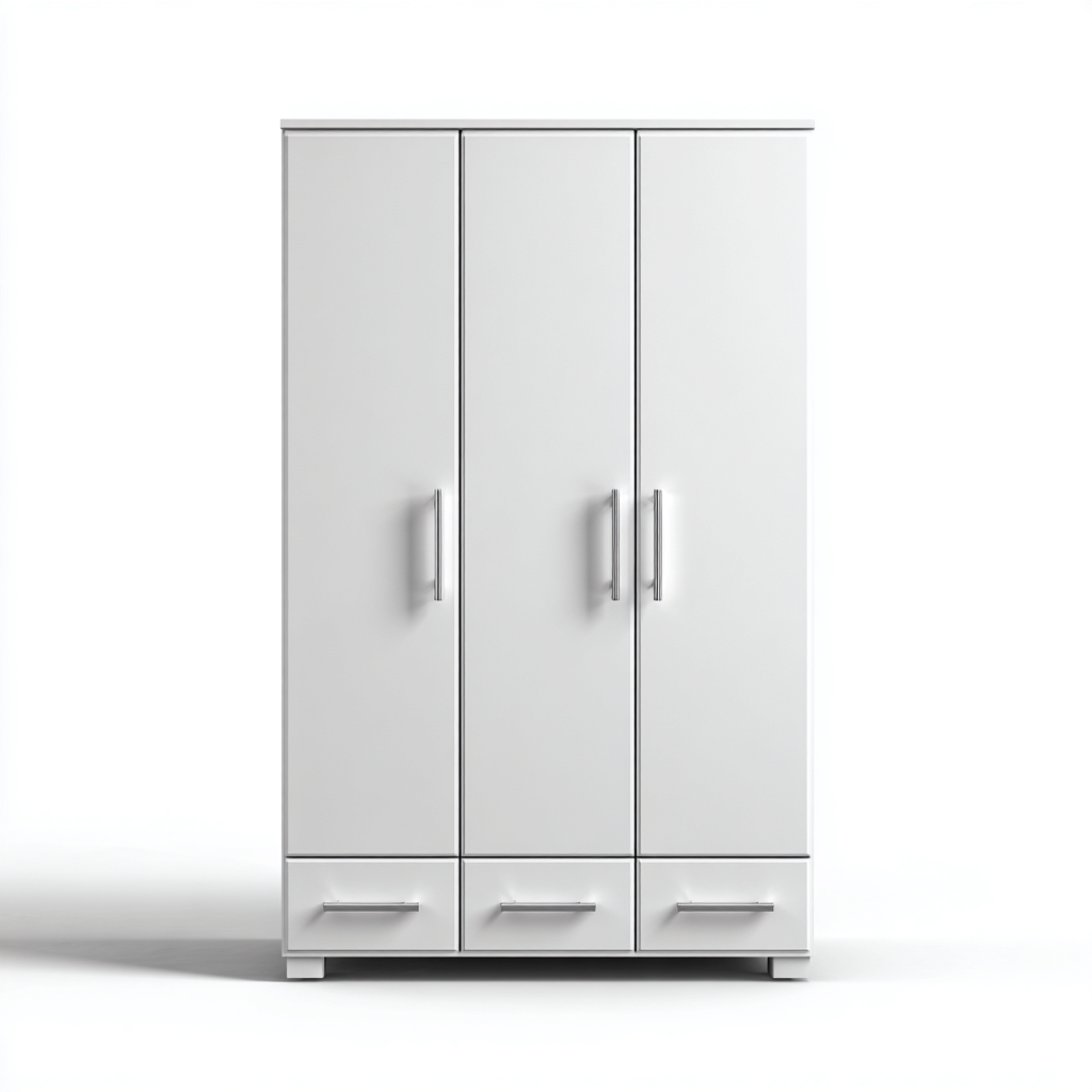 Armoire 3 portes et 3 tiroirs - panneau MDF - 120x50x180 cm - blanc - design moderne-Dwellingena