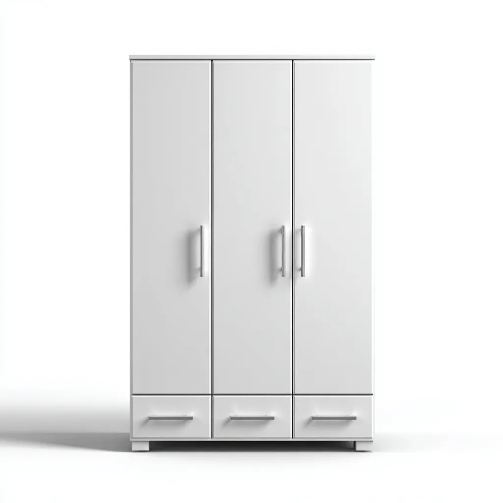 Armoire 3 portes et 3 tiroirs - panneau MDF - 120x50x180 cm - blanc - design moderne-Dwellingena