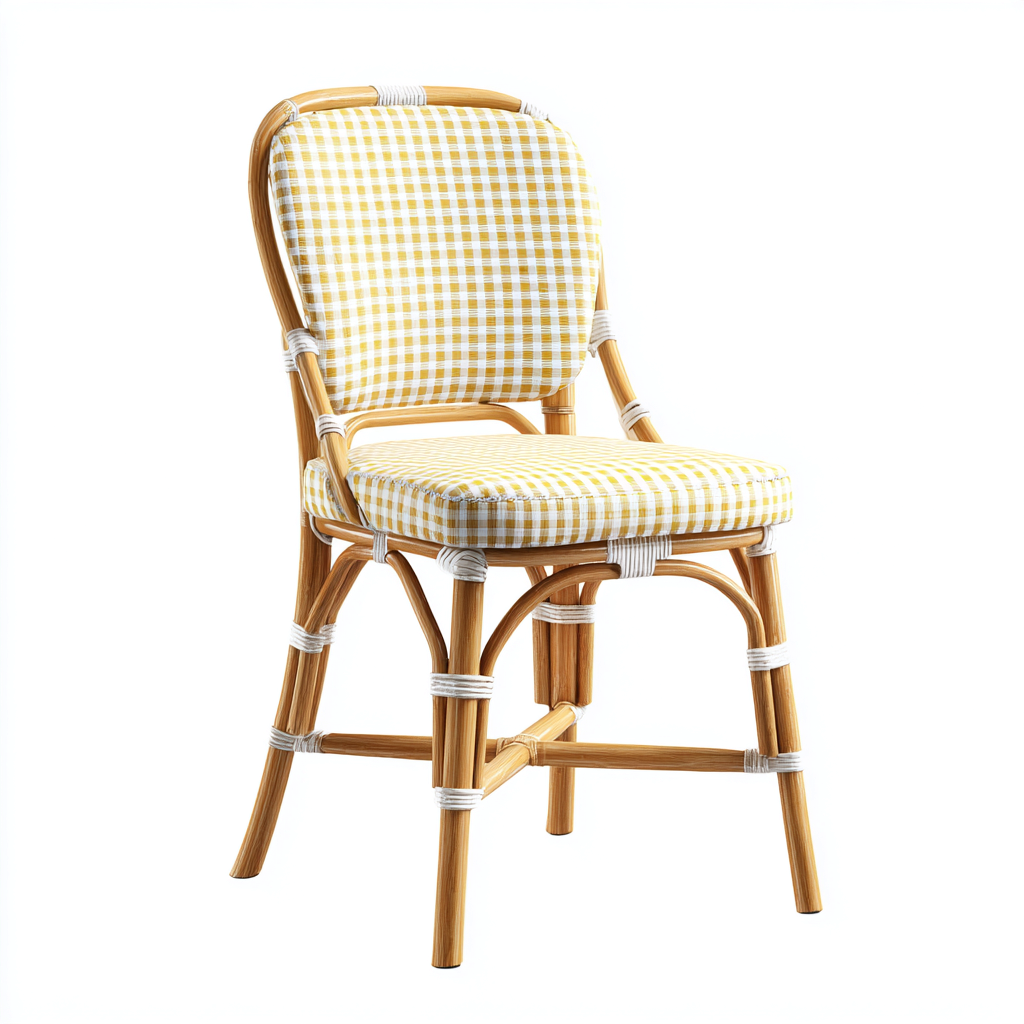 Chaise de jardin en rotin synthétique 48x55x88 cm - jaune-blanc - style bistrot-Dwellingena