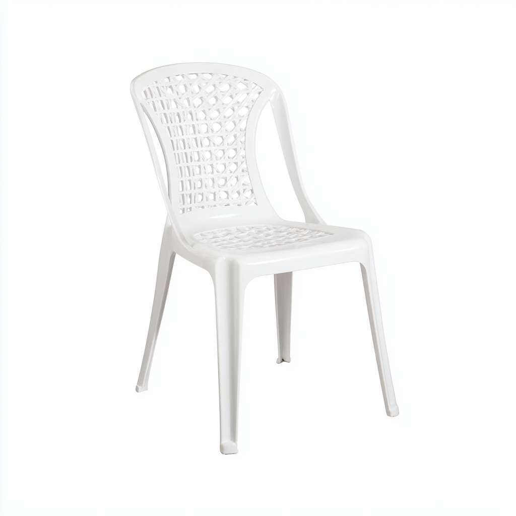 Chaise de jardin - plastique moulé à dossier ajouré - 53x56x85 cm - blanc - style moderne-Dwellingena