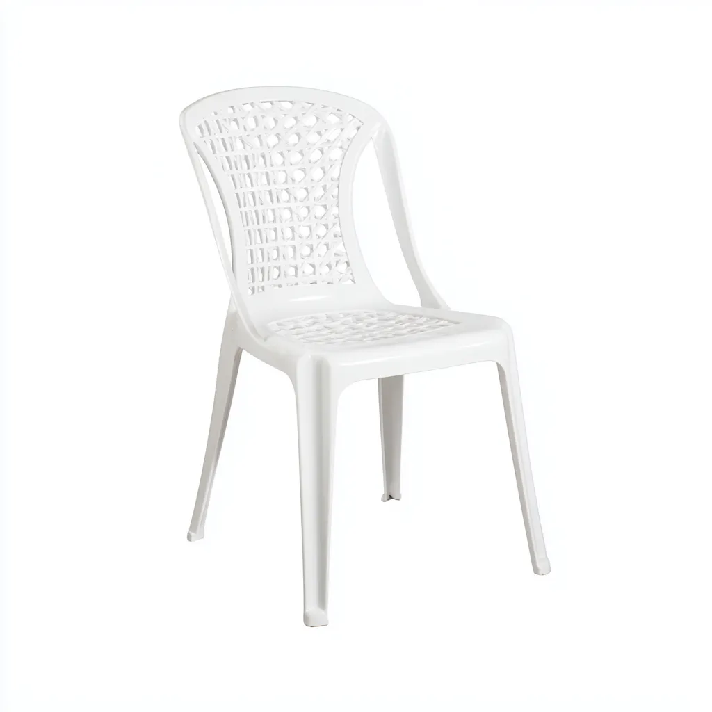 Chaise de jardin - plastique moulé à dossier ajouré - 53x56x85 cm - blanc - style moderne-Dwellingena