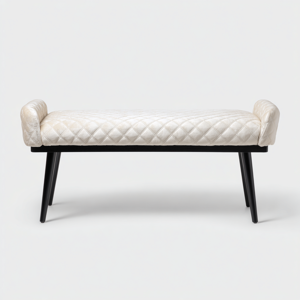 Banc de lit en tissu 120x40x45 cm - crème - design moderne-Dwellingena