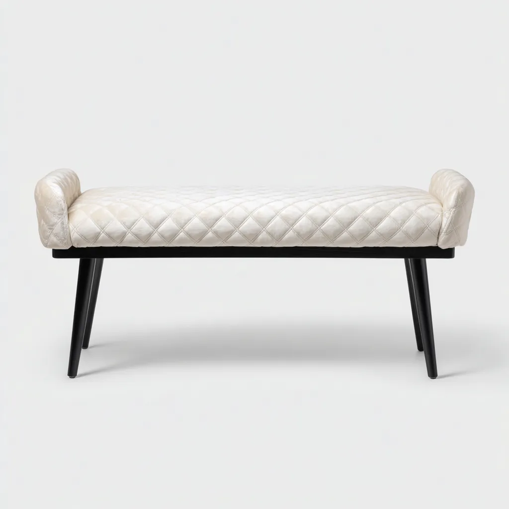 Banc de lit en tissu 120x40x45 cm - crème - design moderne-Dwellingena