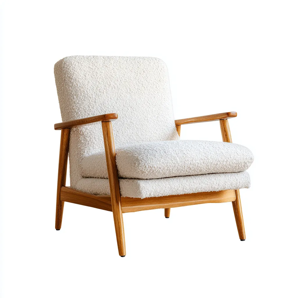 Fauteuil en tissu bouclette blanc 80x78x90 cm - style scandinave - pour salon-Dwellingena