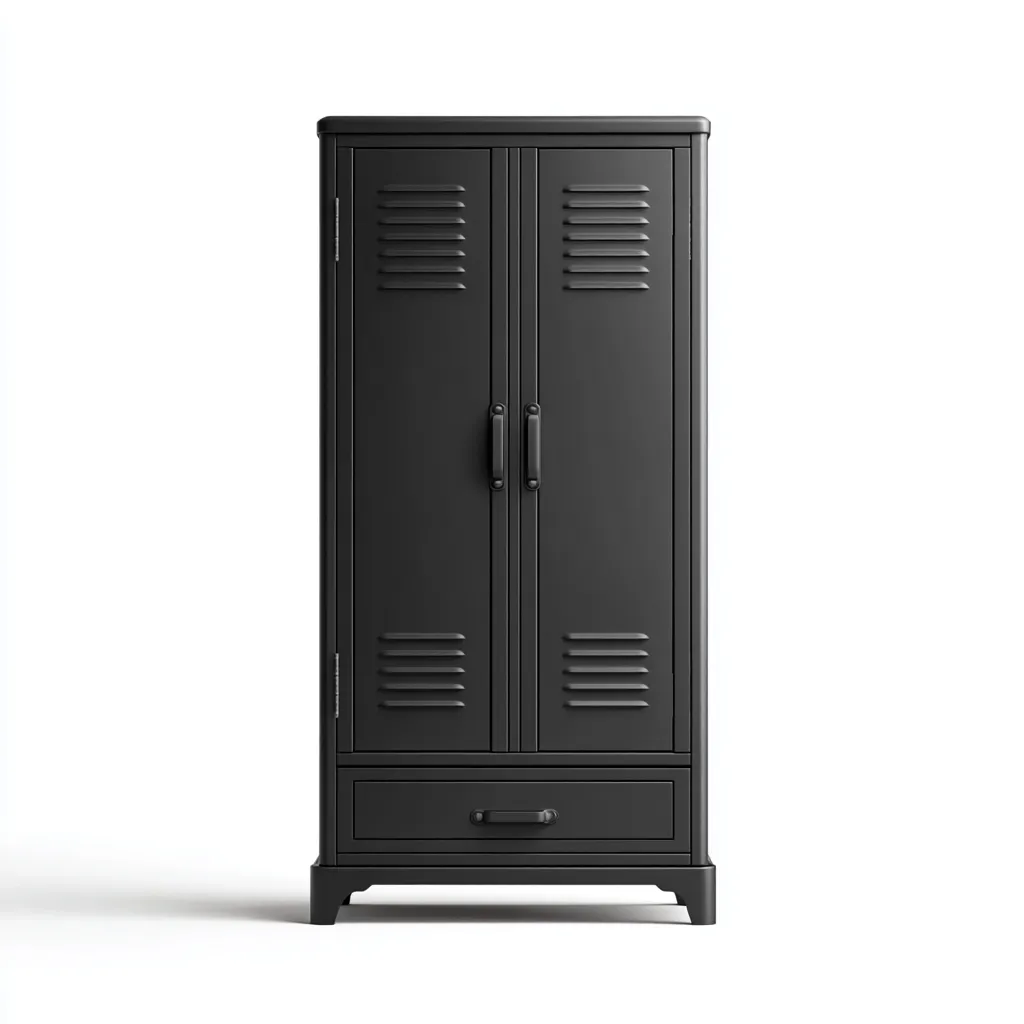 Armoire de rangement - Métal-2 portes-1 tiroir - 60x40x120 cm - Noir - Design industriel-Dwellingena