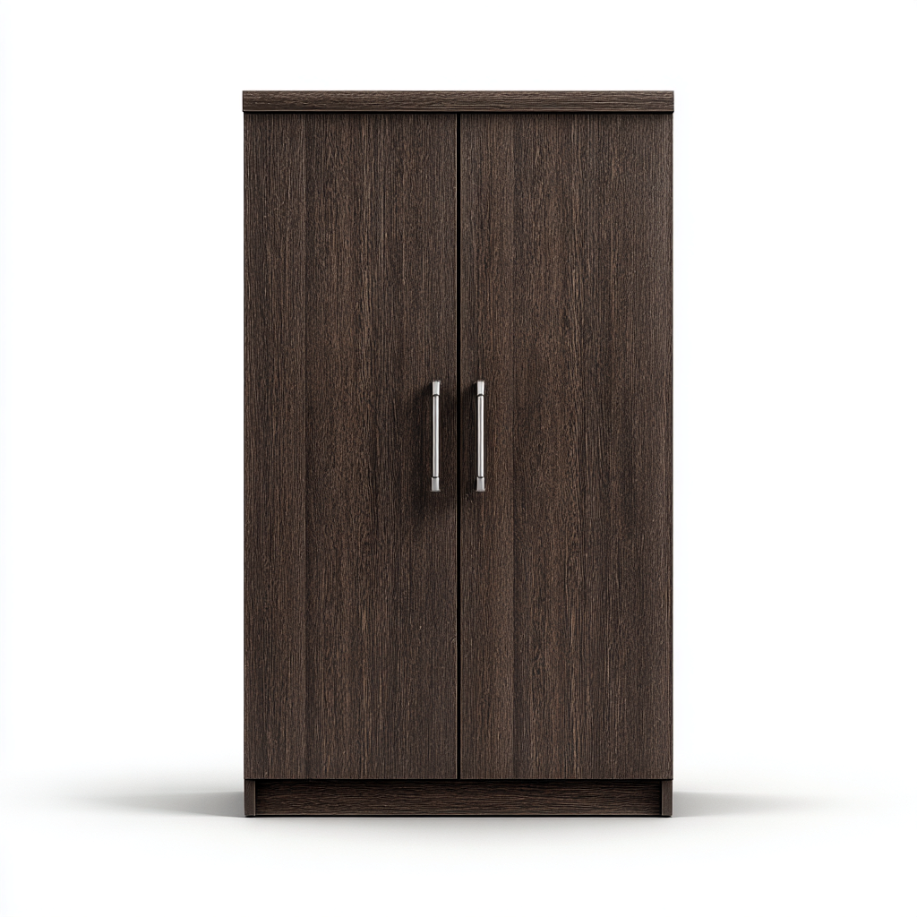 Armoire-2 portes-panneaux MDF-placage bois-100x50x185 cm - brun foncé - design moderne pour chambre-Dwellingena