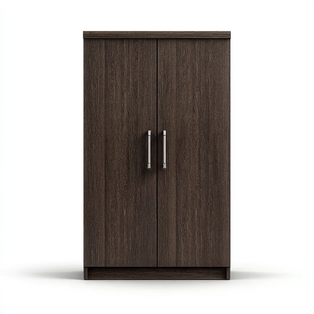 Armoire-2 portes-panneaux MDF-placage bois-100x50x185 cm - brun foncé - design moderne pour chambre-Dwellingena