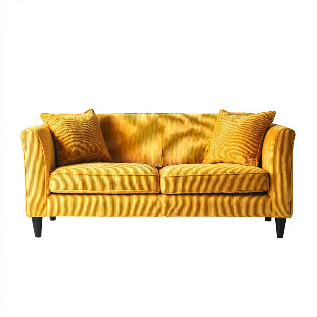 Canapé 2 places - Tissu côtelé - 140x80x85 cm - Jaune - Style moderne et confortable-Dwellingena