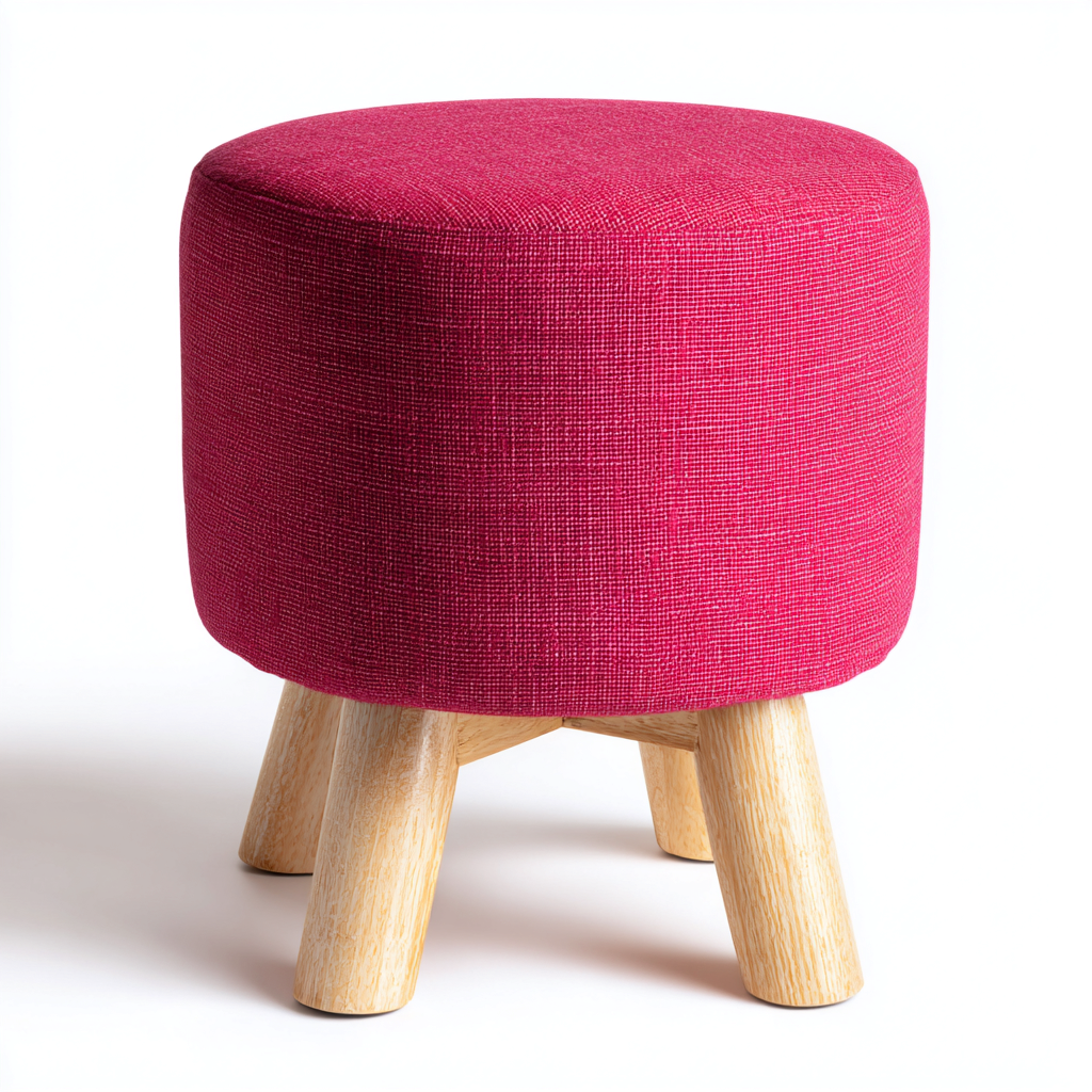 Pouf en tissu rose fuchsia 38x38x42 cm - style moderne - pour salon-Dwellingena