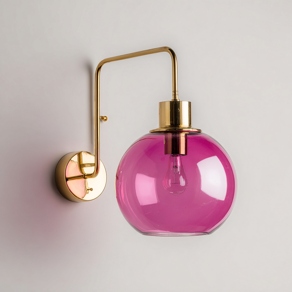 Applique murale sphérique - Doré-Verre rose - 25x25x30 cm - Rose-Gold - Design moderne-Dwellingena