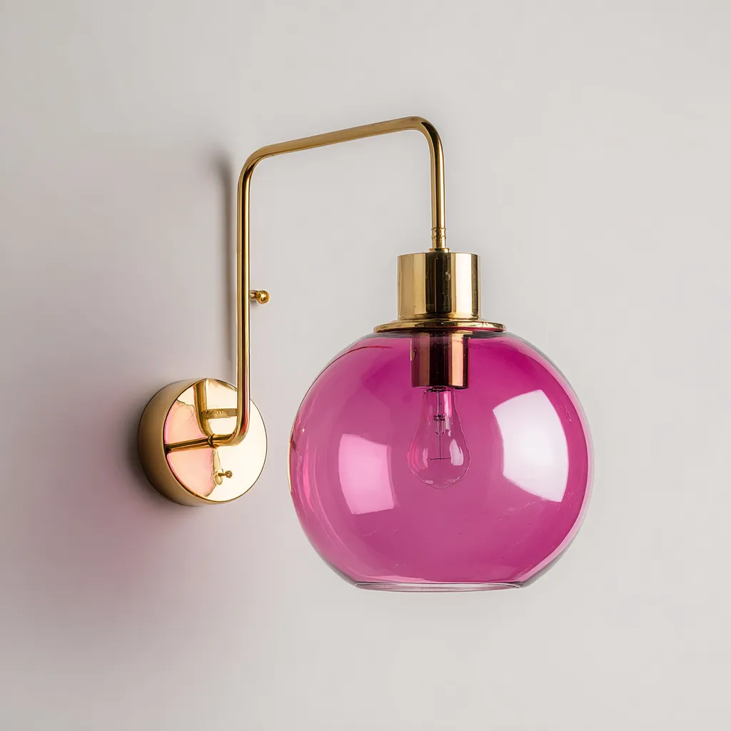 Applique murale sphérique - Doré-Verre rose - 25x25x30 cm - Rose-Gold - Design moderne-Dwellingena