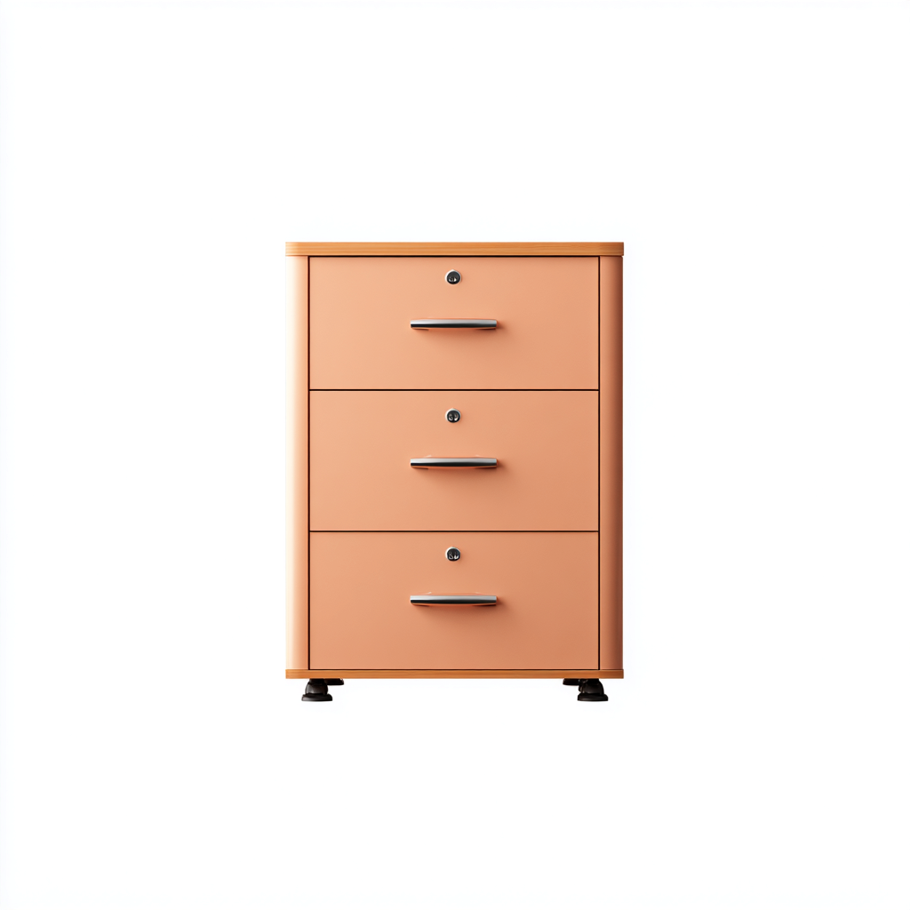 Armoire de bureau en métal orange 42x55x75 cm - orange - 3 tiroirs - design moderne fonctionnel-Dwellingena