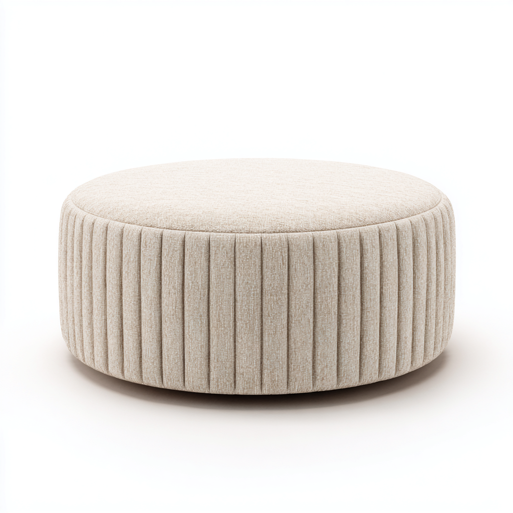 Pouf en tissu beige 60x60x40 cm - design moderne - pratique et élégant - confortable et polyvalent-Dwellingena