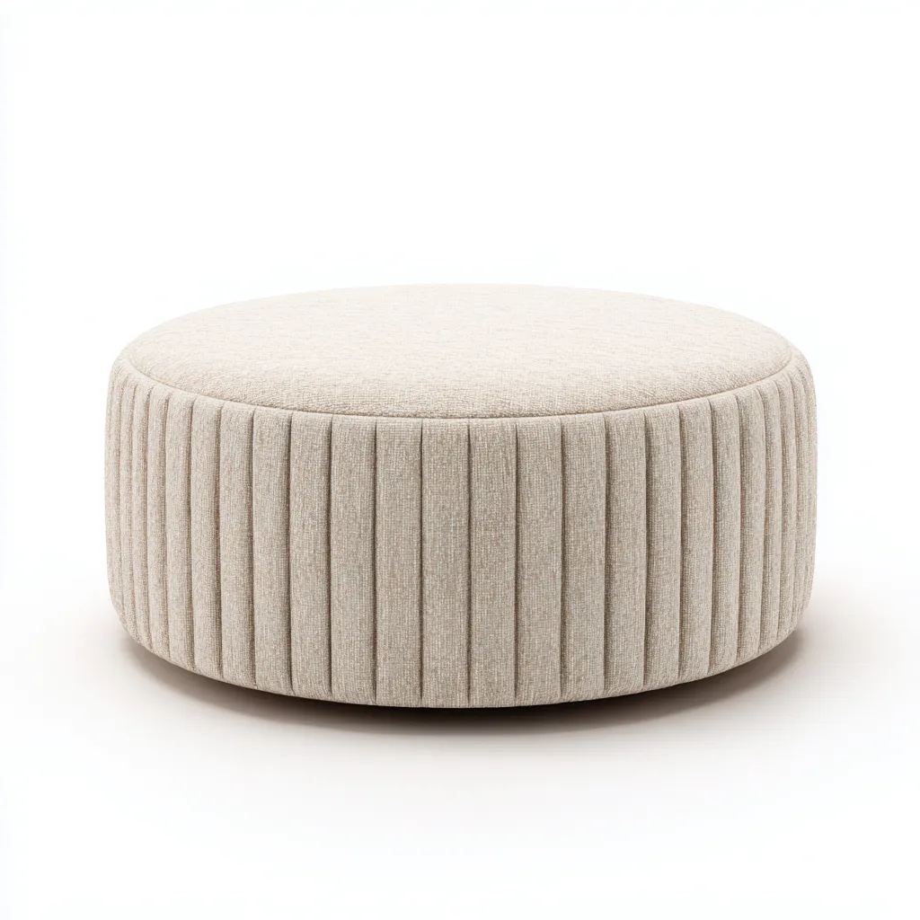 Pouf en tissu beige 60x60x40 cm - design moderne - pratique et élégant - confortable et polyvalent-Dwellingena