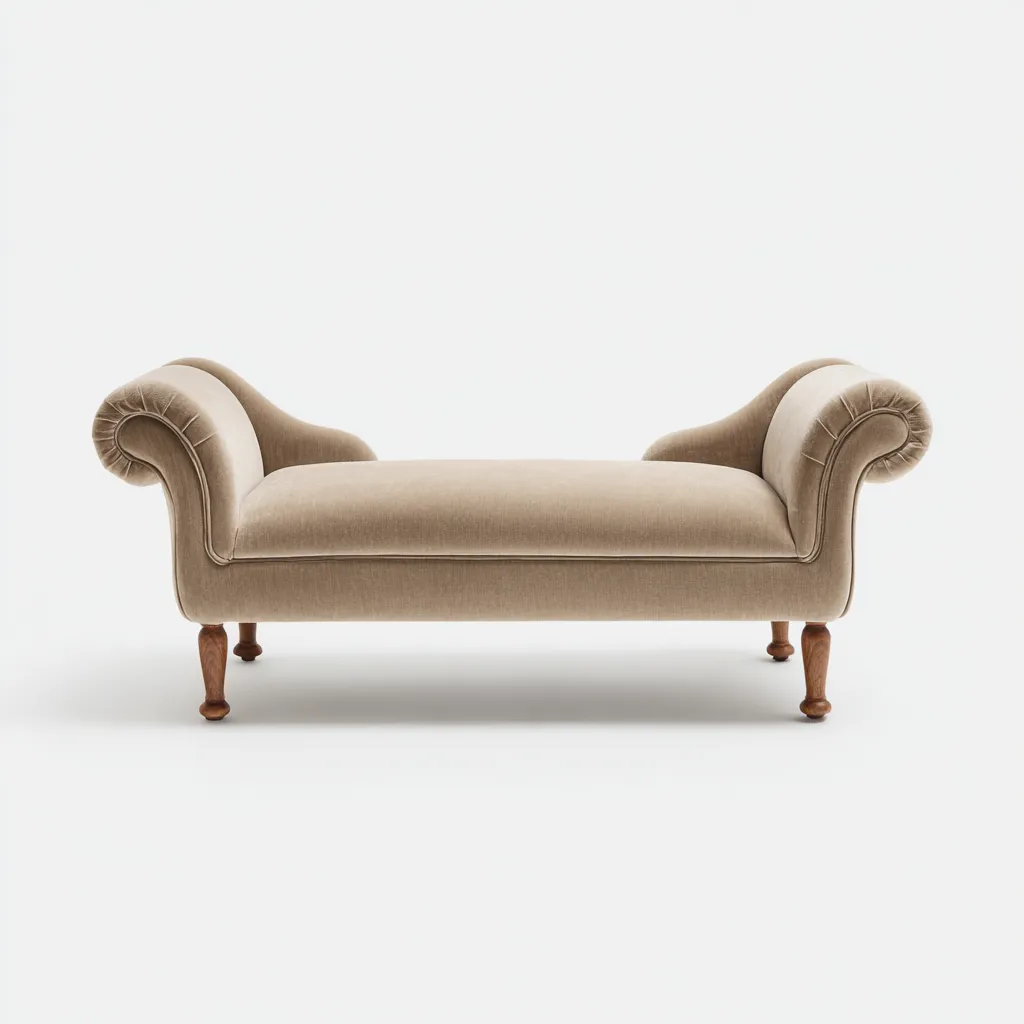 Banc de lit 140x45x65 cm - velours beige et bois - style classique-Dwellingena