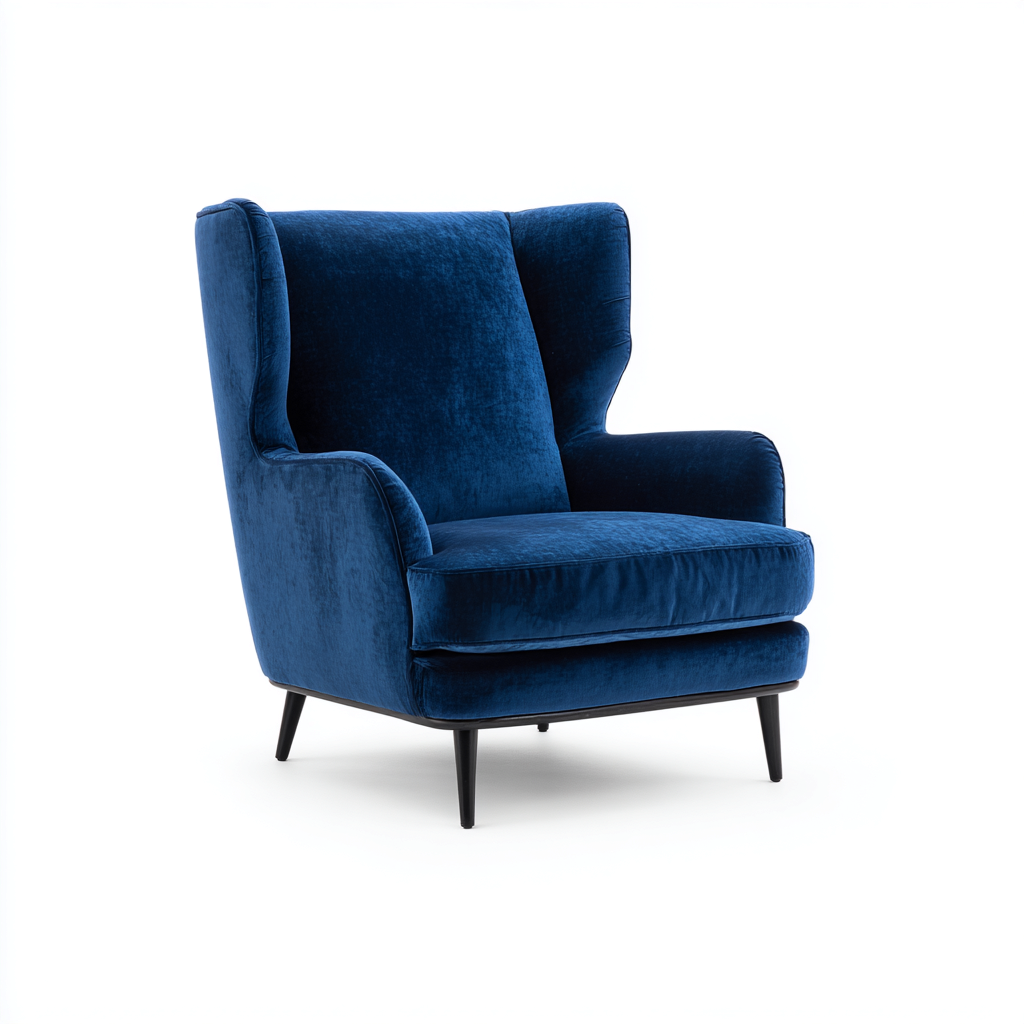 Fauteuil en velours bleu 80x90x110 cm - design moderne - pieds en métal noir - confortable et élégant-Dwellingena
